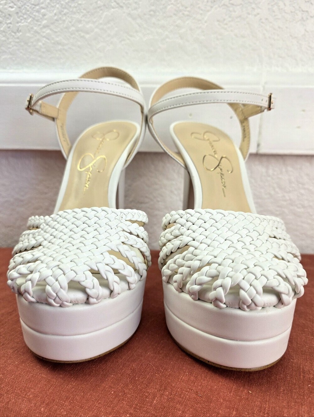 Jessica Simpson Basketweave Inaia Platform Heels, White - Picture 4 of 16